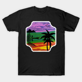 Tropical Landscape Fluid Art Design T-Shirt